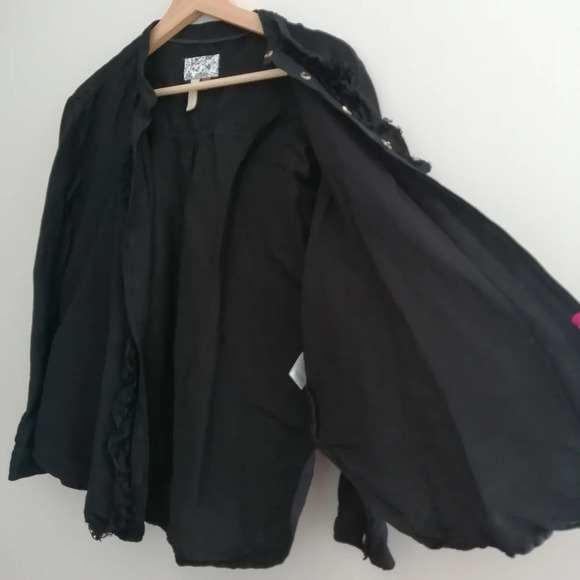 Anthropologie Pilcro Ruffled Placket Linen Blend Button Up Shirt Small - Picture 6 of 16